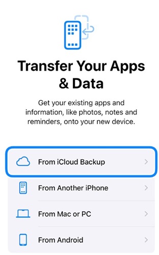 Ripristina da backup iCloud