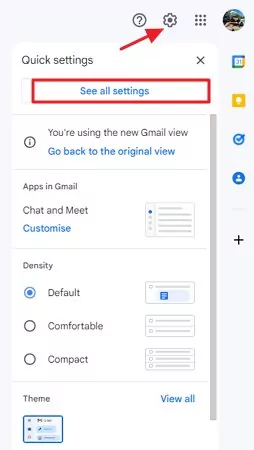 see all settings on Gmail