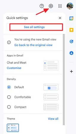 ver todas as configurações no Gmail