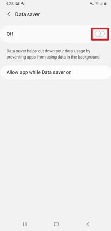 turn off Data saver