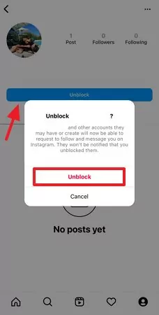 unblock on profile