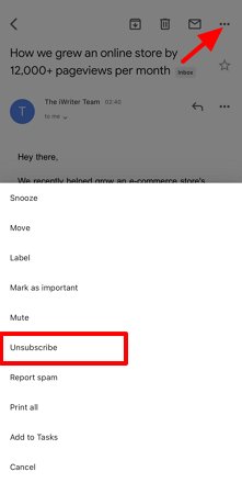 unsubscribe on mobile