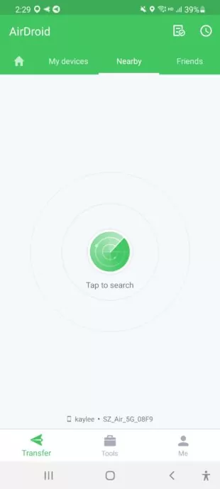 find airdroid nearby function