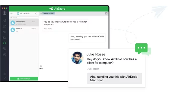 view and reply text messages with airdroid personal
