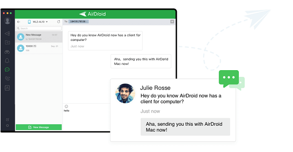 visualizar e responder mensagens de texto com o Airdroid Personal