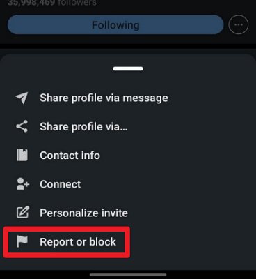 block someone on LinkedIn app