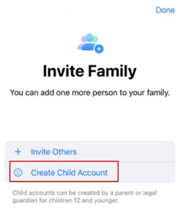create a Child Account on Family Sharing 