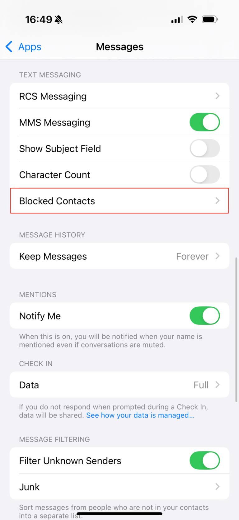 check blocklist on iphone