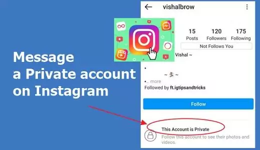 enviar mensagem para uma conta privada no Instagram