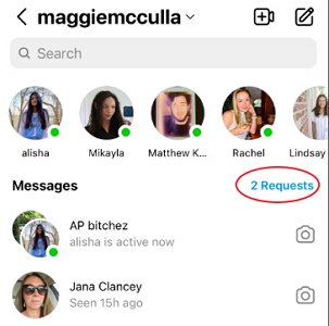 Demandes de messages sur Instagram