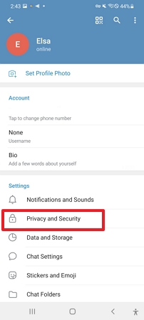 Telegram privacy and security on Android
