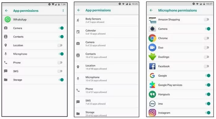 restrict app permissions on Android