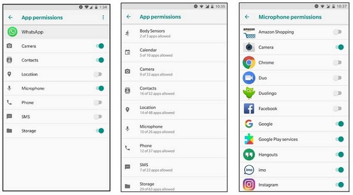 restringir as permissões de aplicativos no android