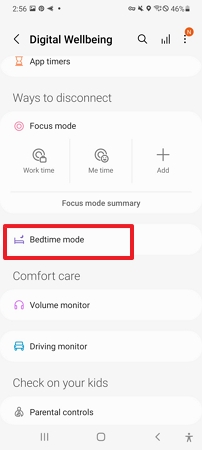 Samsung bedtime mode
