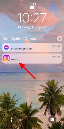 see Instagram messages from notification panel