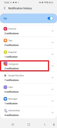 see old Instagram notifications by notification history feature