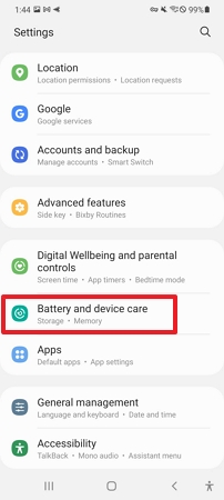 tap on battery and device care