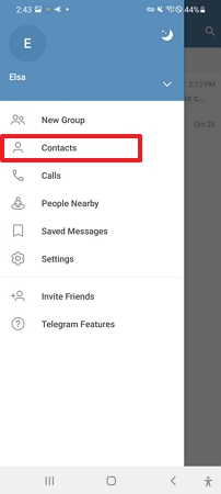 Telegram contacts icon on Android