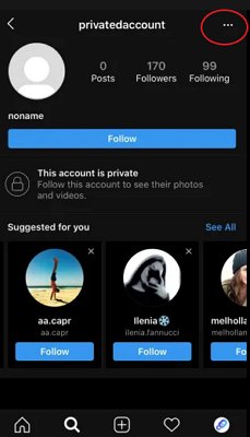 three dots on Instagram account