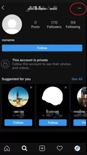 Biểu tượng ba chấm trên tài khoản Instagram