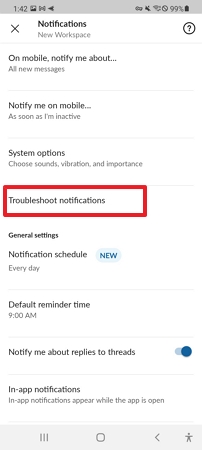 troubleshoot Slack notifications