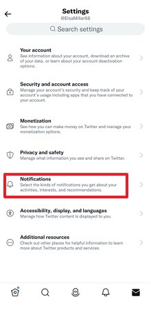 Twitter notifications icon
