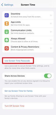 use screen time passcode iPhone
