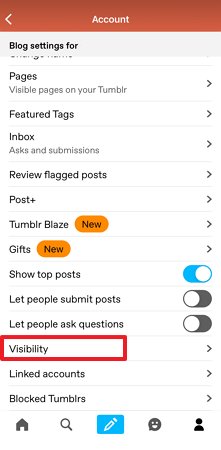 click on visibility
