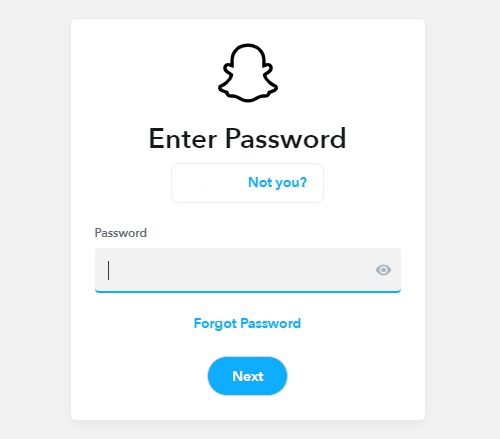 Ihr Passwort bei Snapchat Web eingeben