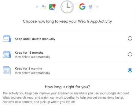 how long to keep Google location history