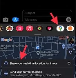 share location between iPhone devices via iMessage