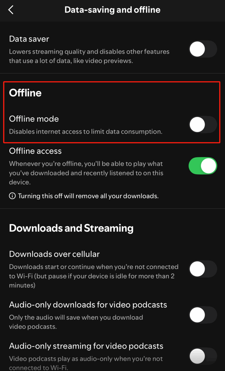 Turn Off Offline Mode on Spotify