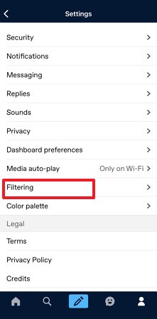 tap on filtering