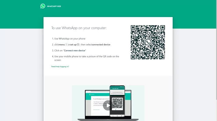 WhatsApp web interface