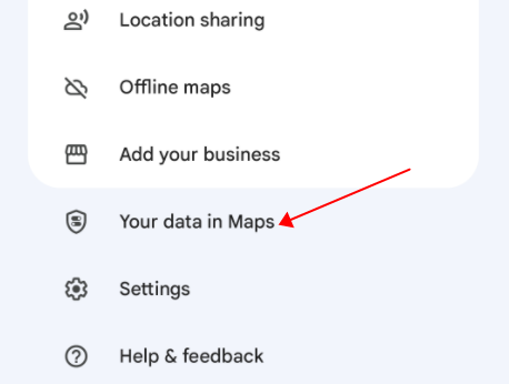 Google Maps your data in Maps option