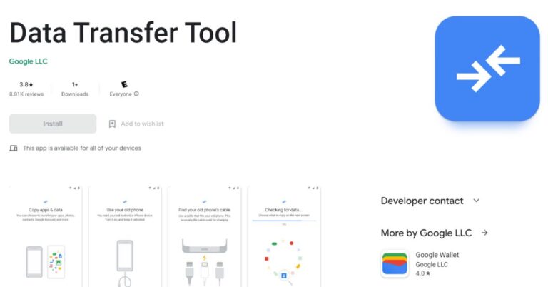 Use Google Data Transfer Tool App