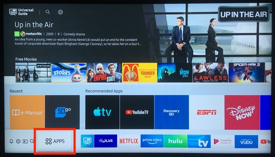 Apps store on Samsung smart TV