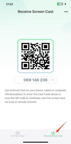receive cast screen on AirDroid Cast