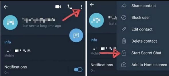 start secret chat on Telegram of Android