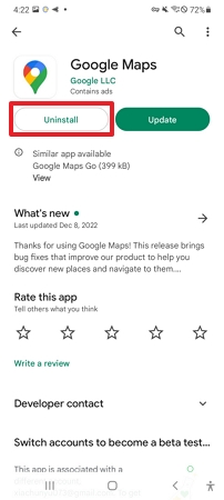 uninstall apps in Google Play