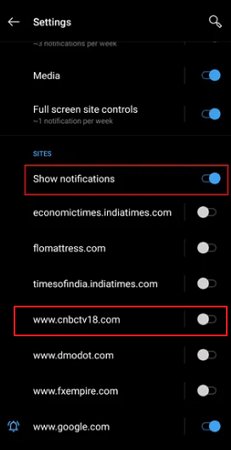 block website notifications on Android