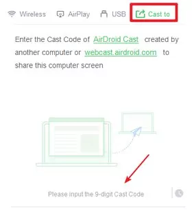 cast to button on AirDroid Cast