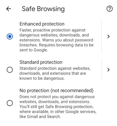Chrome app enable safe browsing