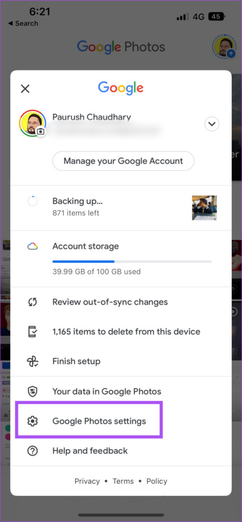 google-photos-settings