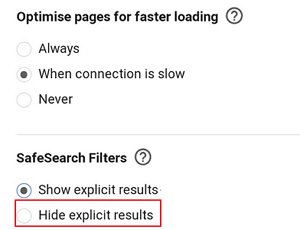 hide explicit results