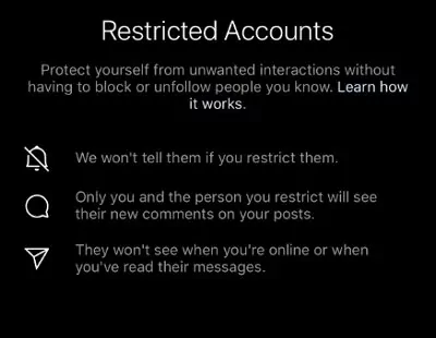 Instagram restricted accounts