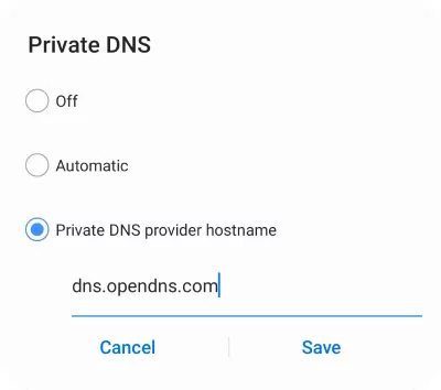 OpenDNS settings