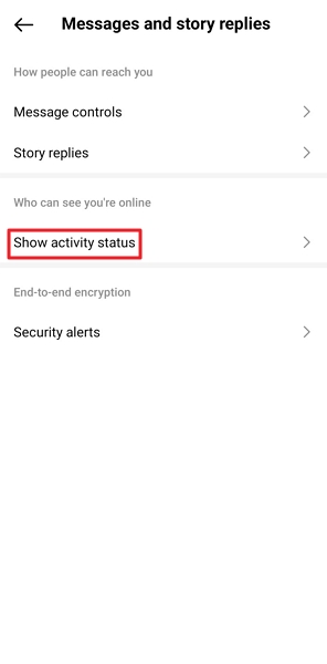 select show activity status