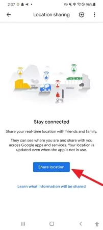 tap on share location