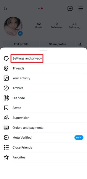 tap Settings and privacy